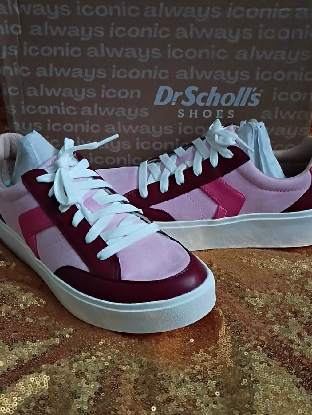 Dr. Scholl's Pink and Burgundy Casual Low-Top Sneakers